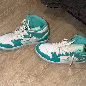 Jordan Teal and White Athletic Shoes